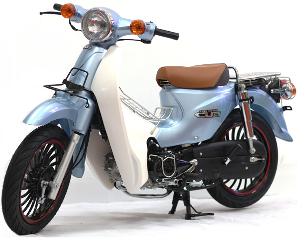 Xe Cub 50 kiểu 81 Lùn bánh béo màu xanh dương